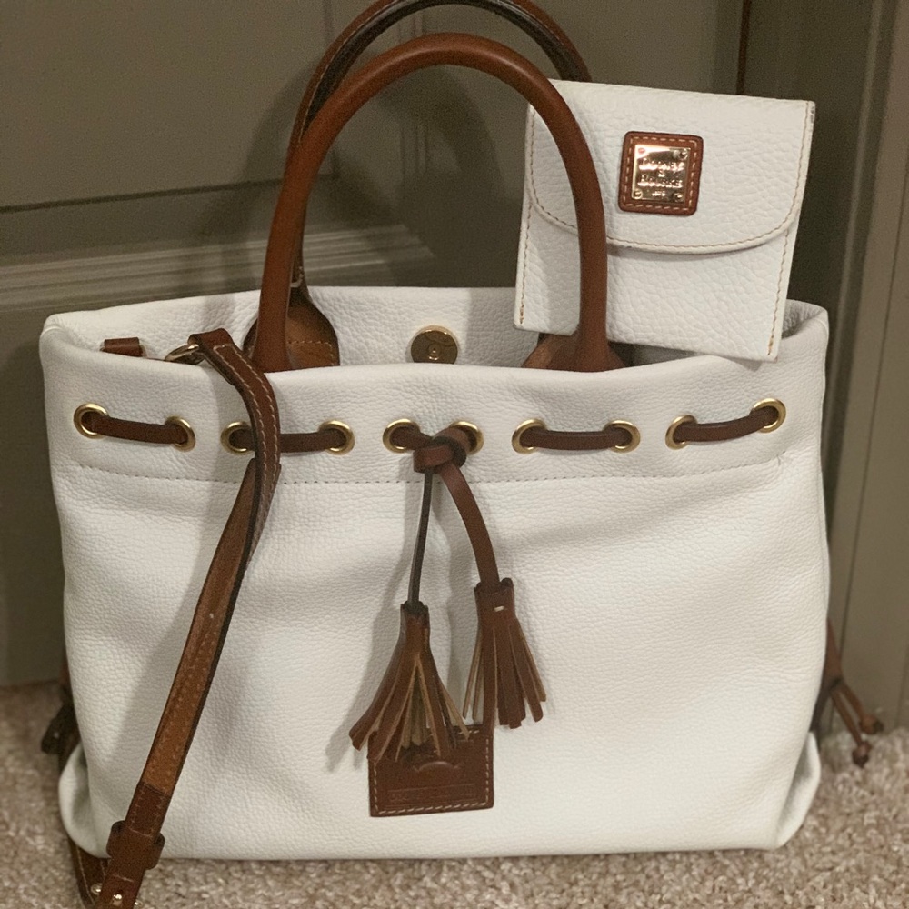 DB White/Brown Trim Pebbled Leather